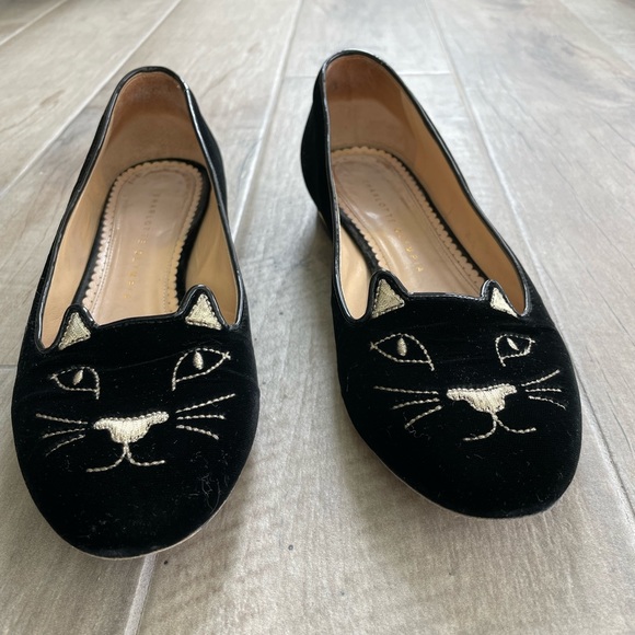 Charlotte Olympia Shoes Charlotte Olympia Black Velvet Cat Ballet